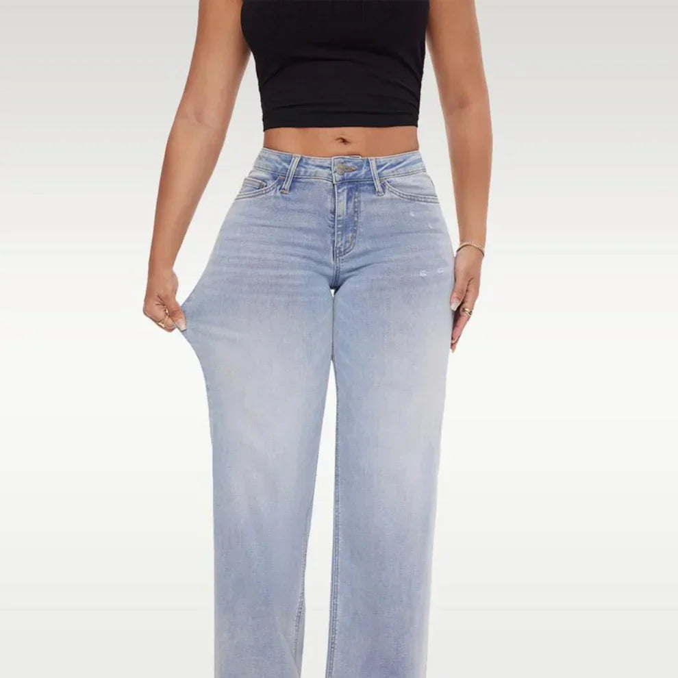 Mid-Low Rise Stretch Wide-Leg Baggy Jeans